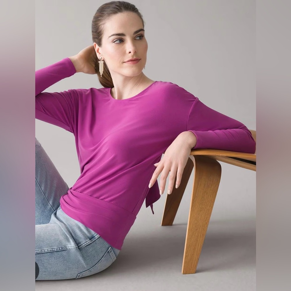 3/$30| 🌸 WHBM Long Sleeve Matte Jersey Tie Back Top